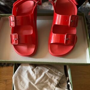 Gucci Red Sandals Double Strap Casual